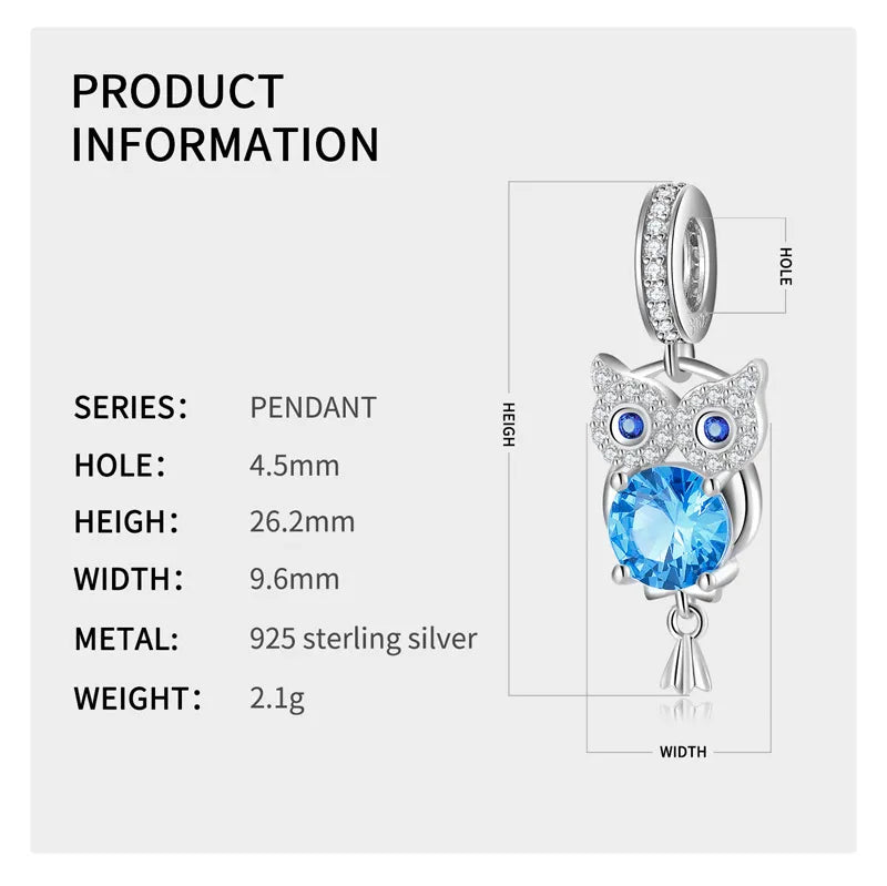 Blue Owl Bead Pendant