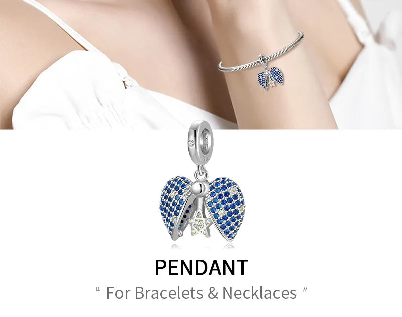 Blue Star Love Lock Pendant Bead