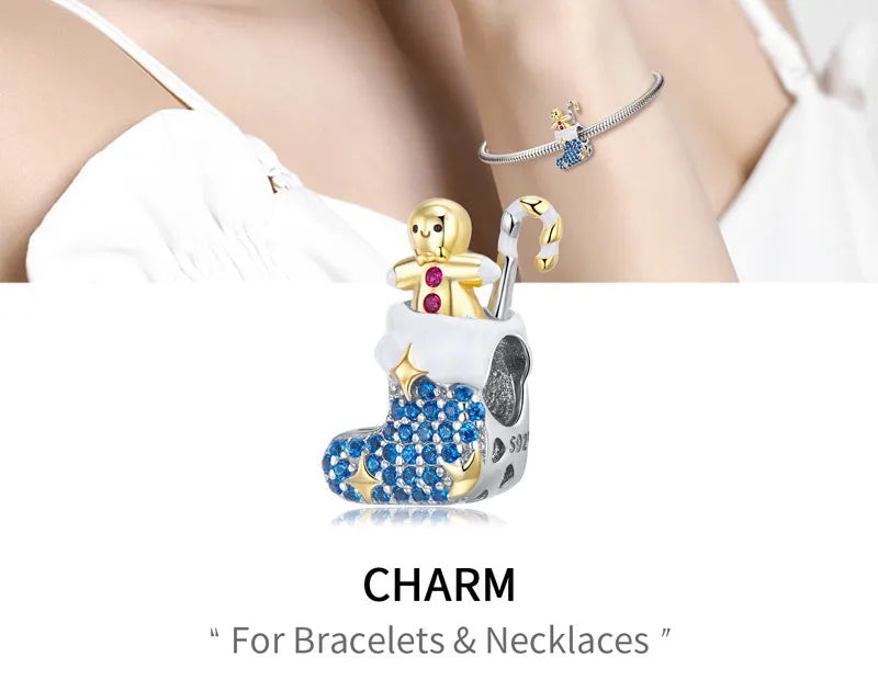 Blue Christmas Gift Socks Beads