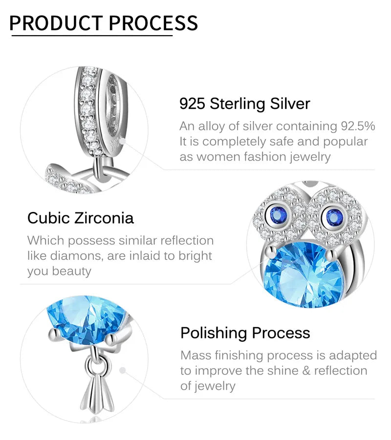 Blue Owl Bead Pendant