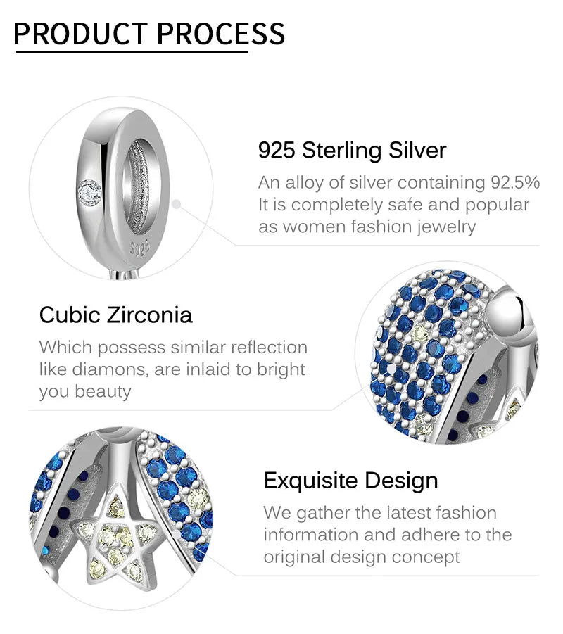 Blue Star Love Lock Pendant Bead