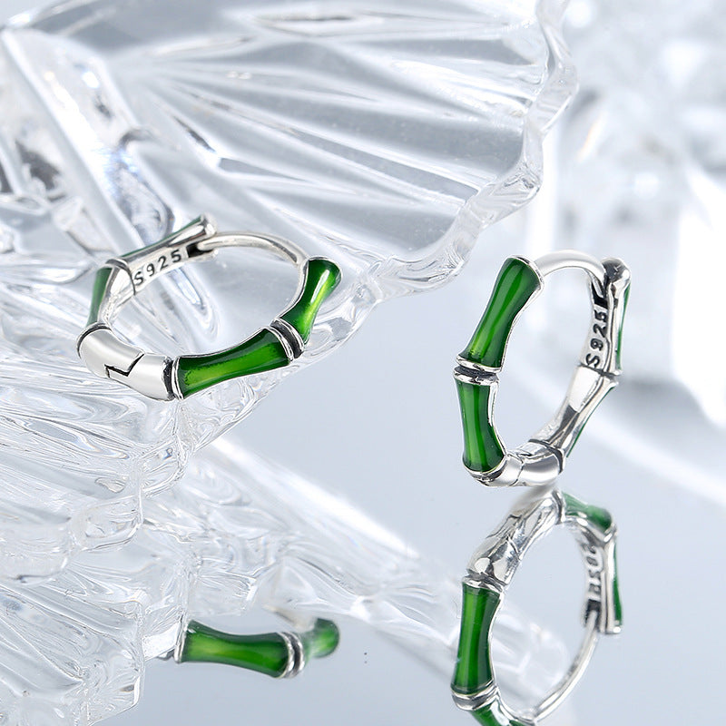 Green Bamboo Earrings