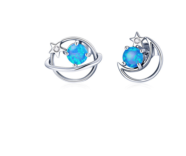 Hollow moon-star orbit Earrings