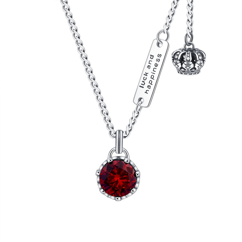 Retro Crown Jewel Plaque Necklace