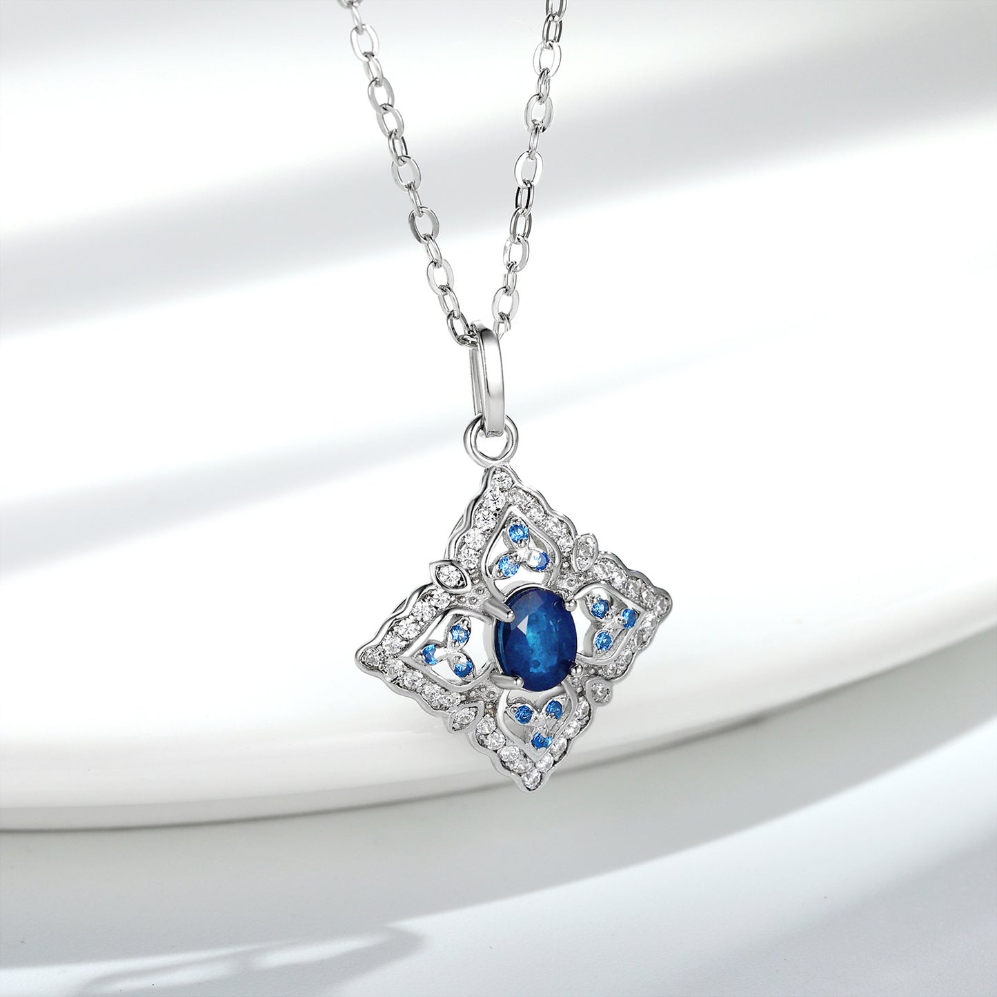 Midnight Sapphire Bloom Necklace