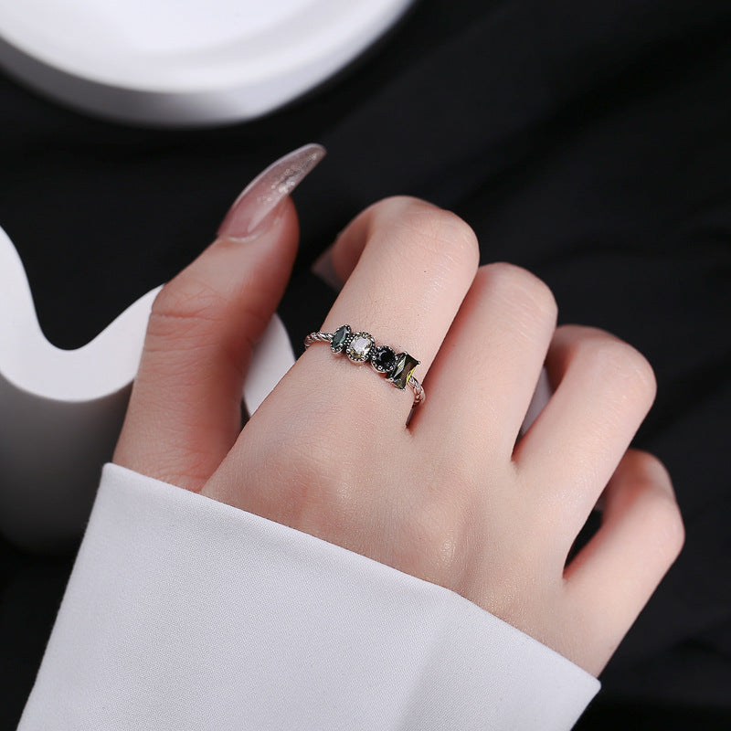 Twisted Rope Irregular Inlaid Ring