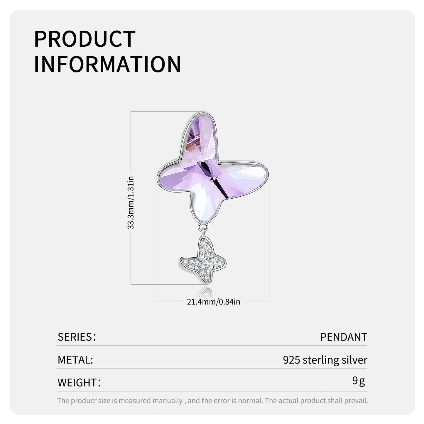 Shining Purple Butterfly Necklace