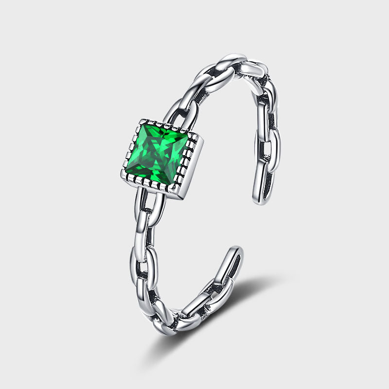 Square gem chain Ring