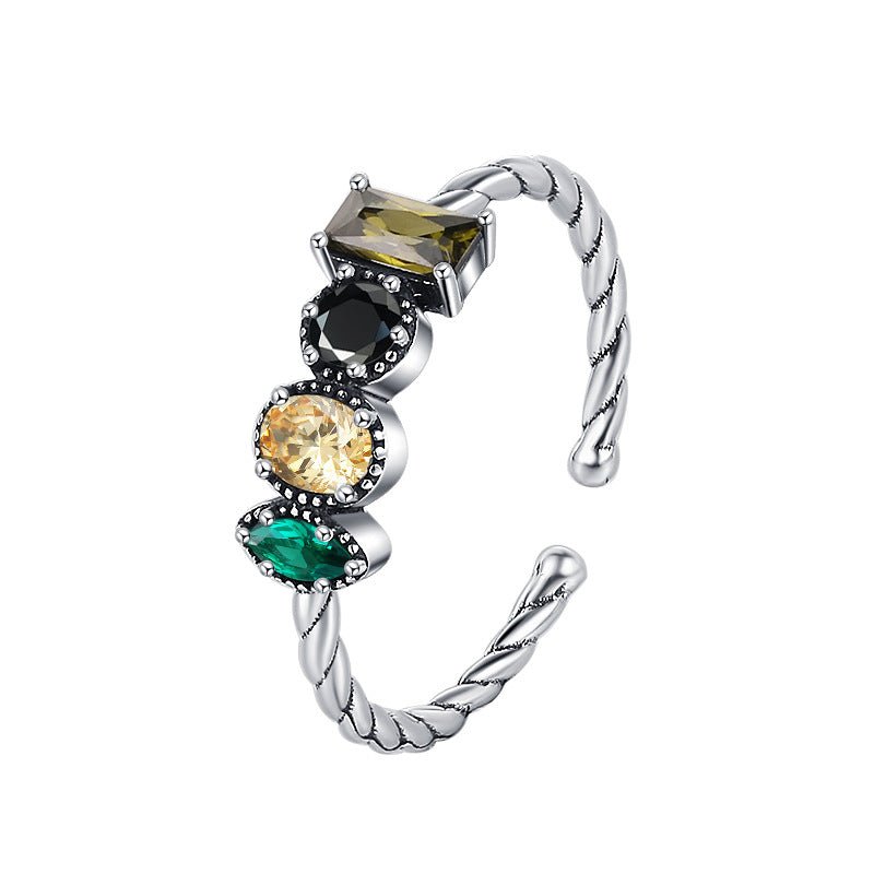 Twisted Rope Irregular Inlaid Ring