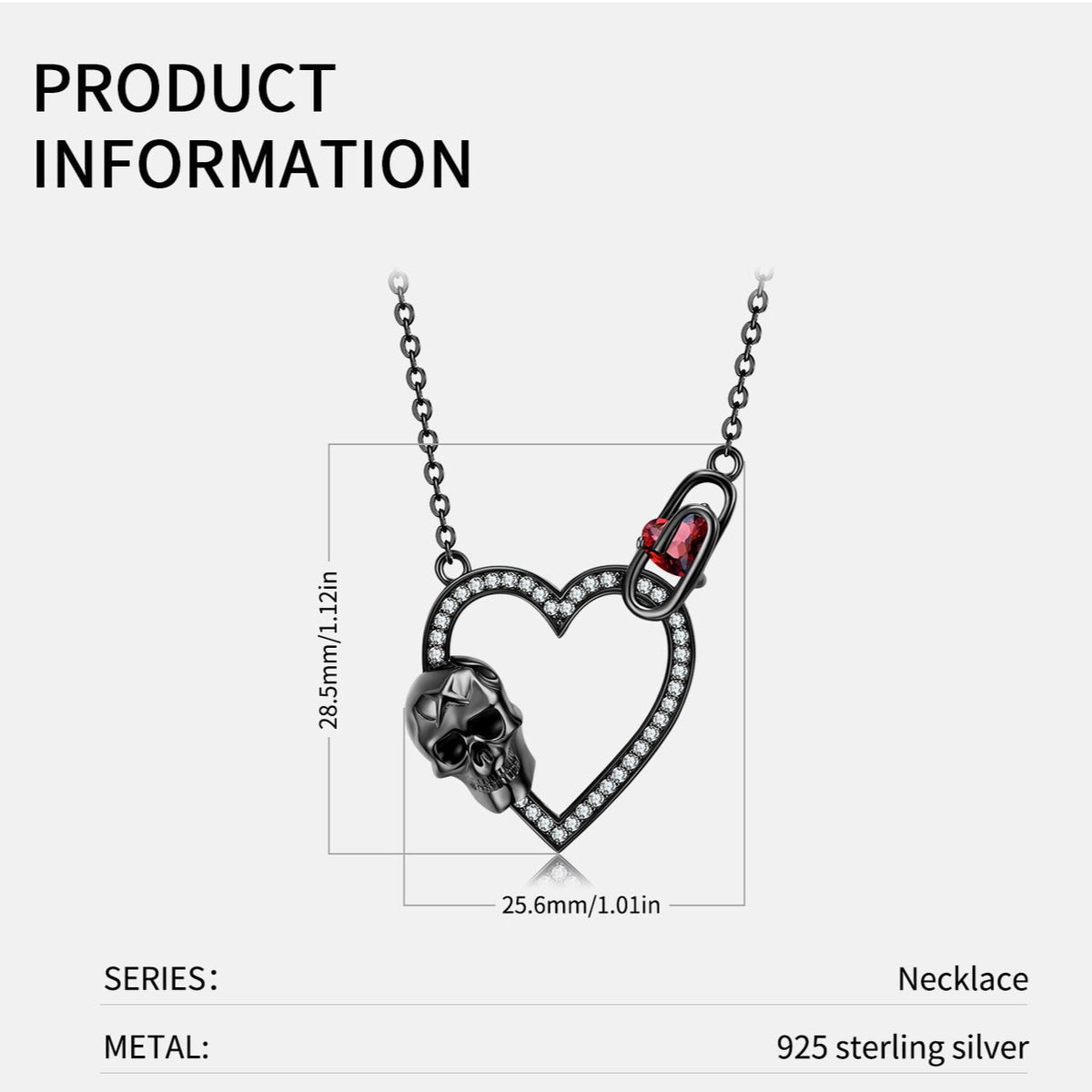 Skull Heart Clips Necklace