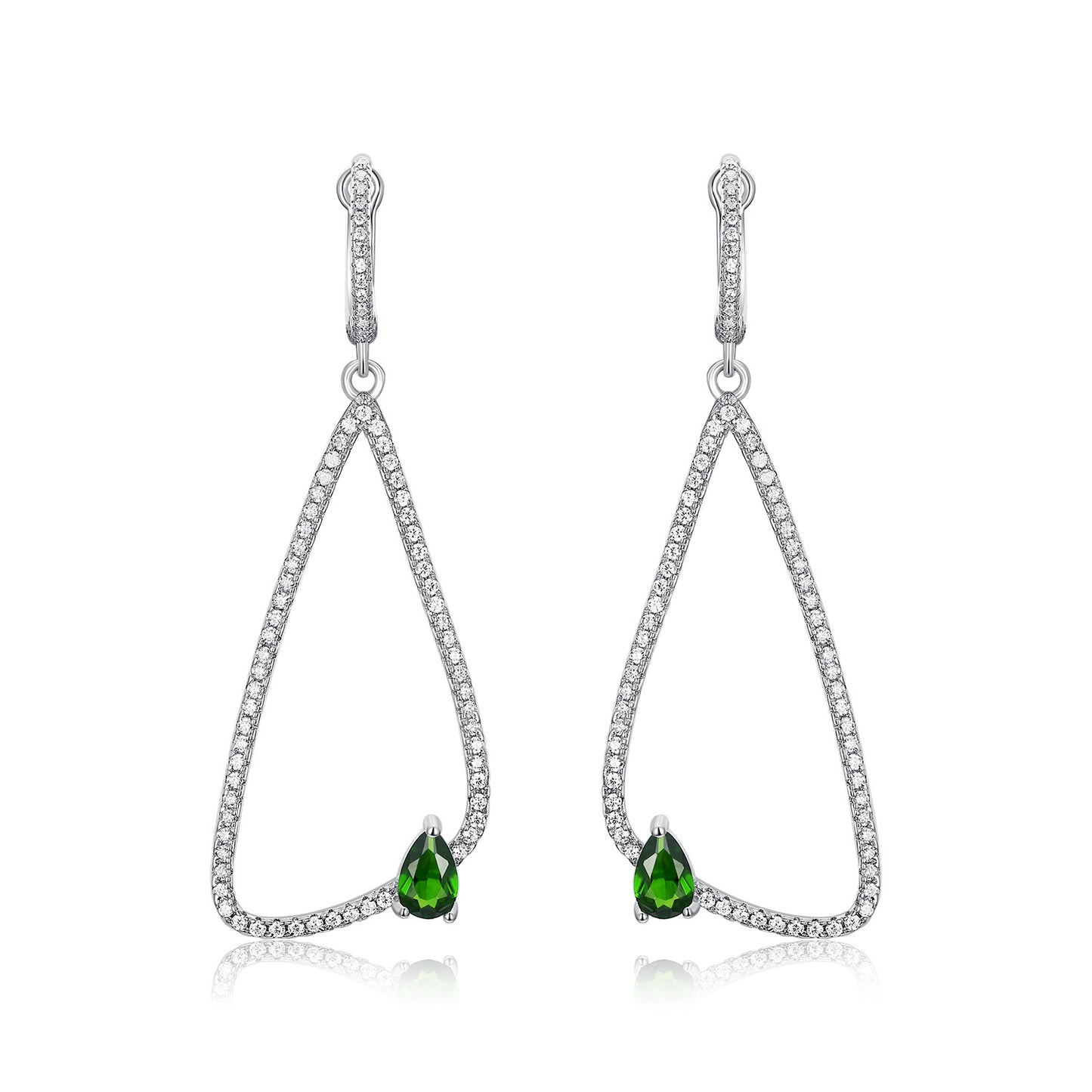 Geometry Inlaid Diopside Earrings