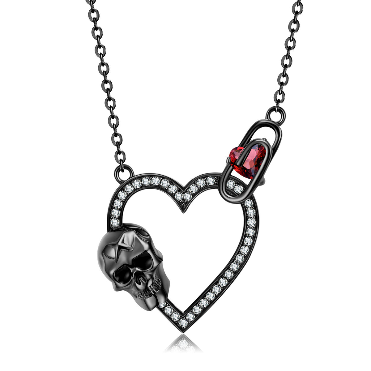 Skull Heart Clips Necklace