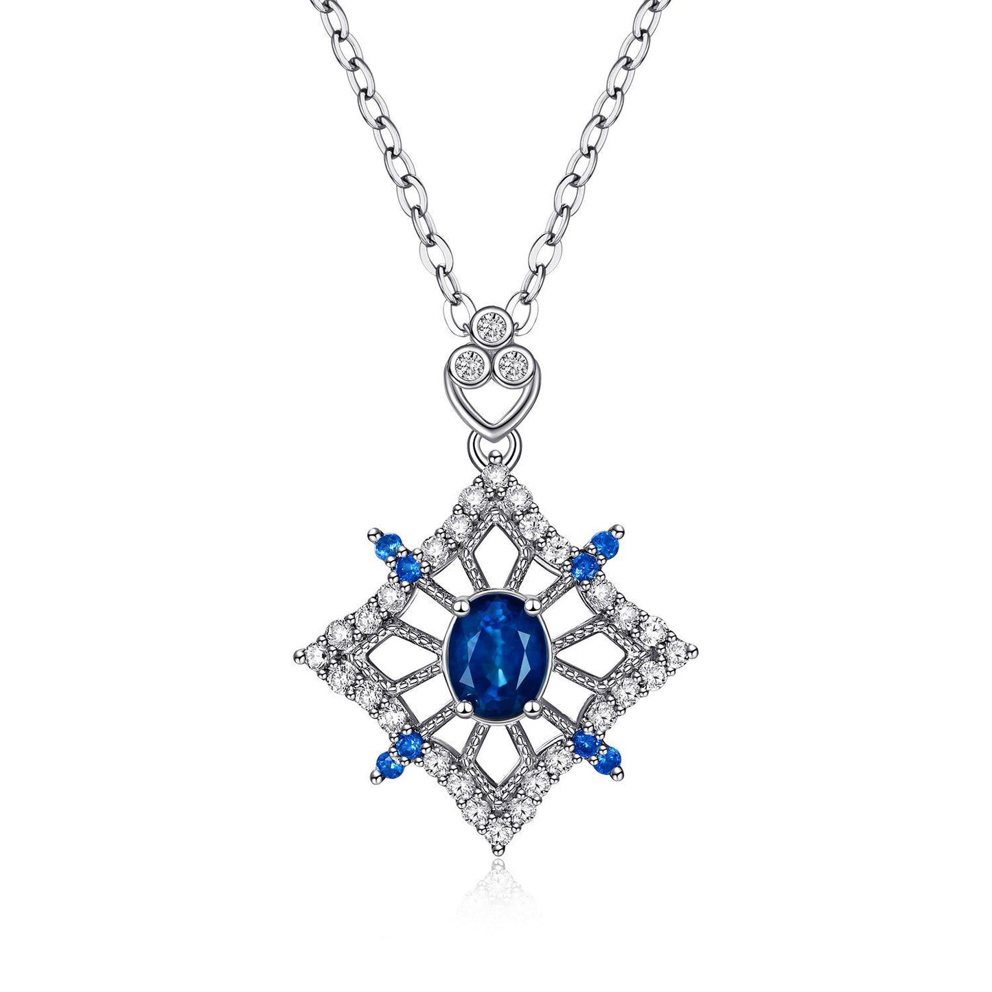 Hollow rhombus sapphire Necklace