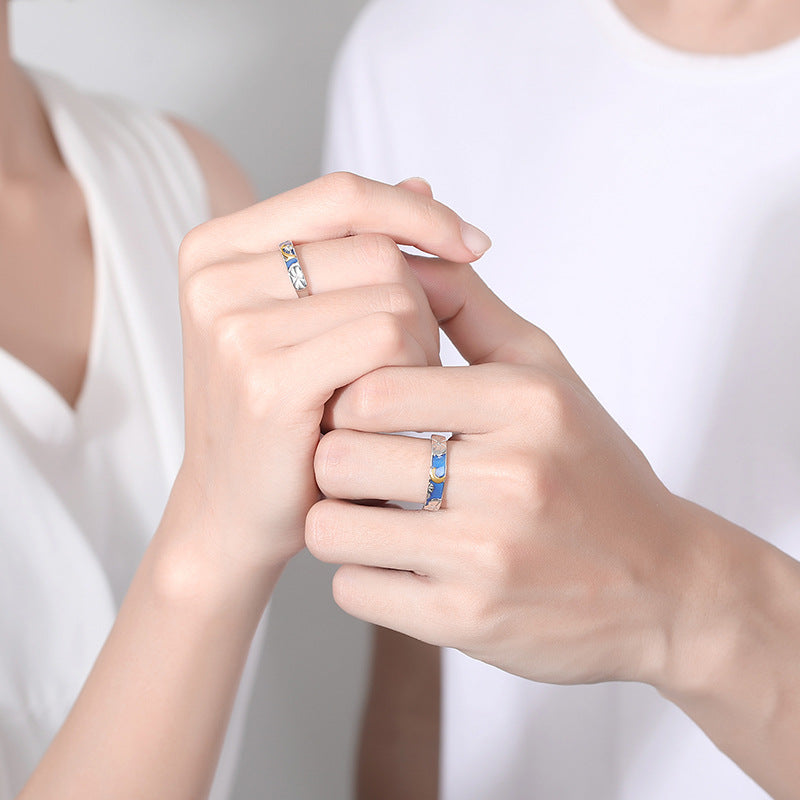 Lotus Pond Moonlight Couple Ring