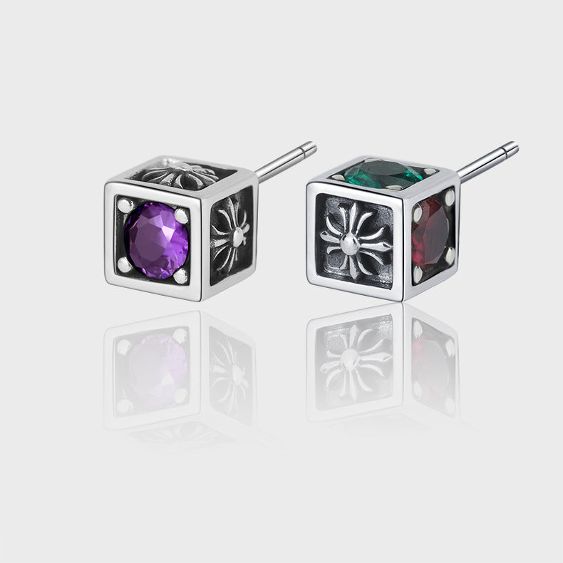 Rainbow Cross Square Earrings