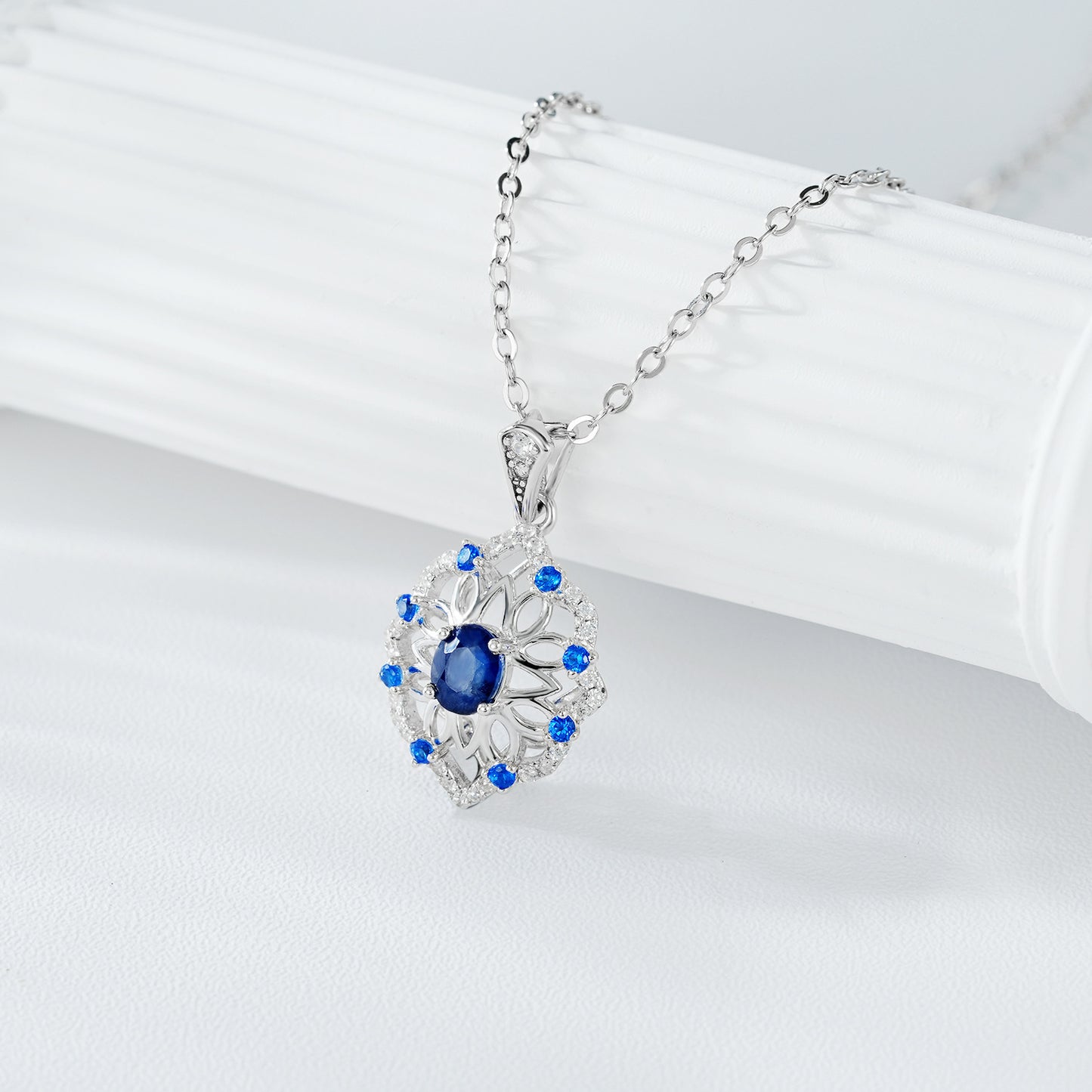 Sapphire Velvet Blossom Necklace