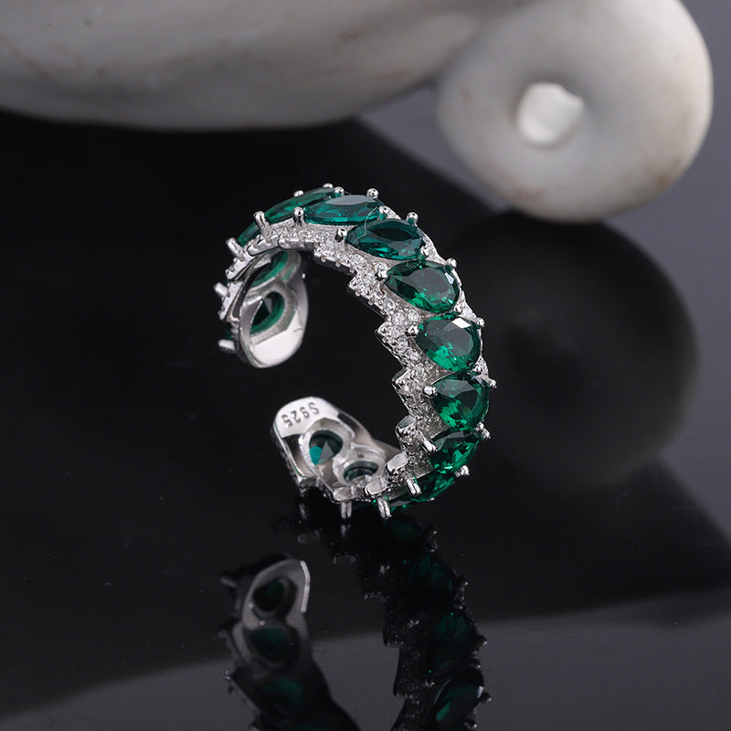 Green Drop-Stone Ring