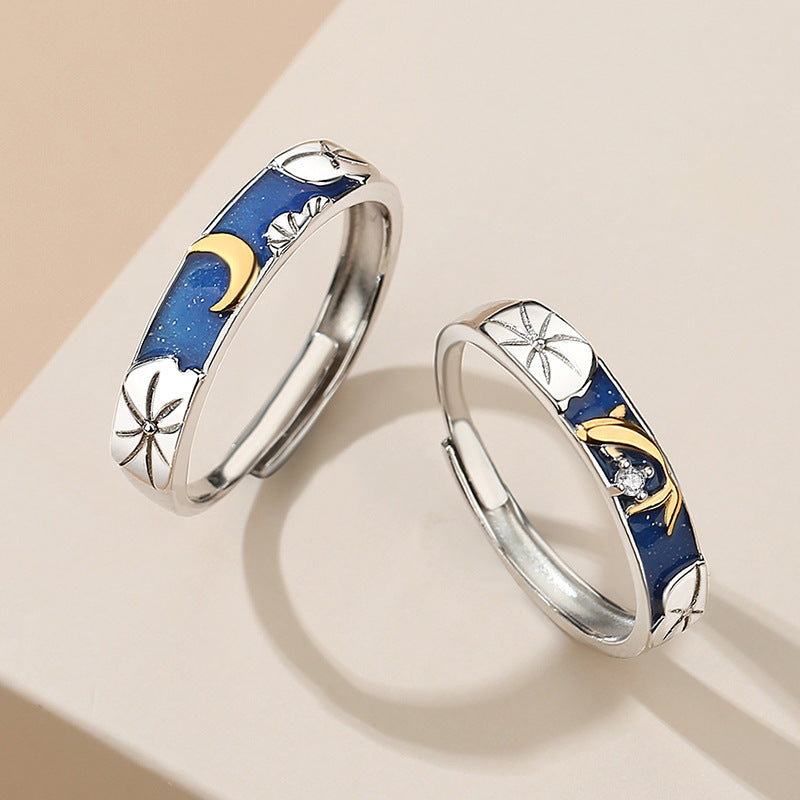 Lotus Pond Moonlight Couple Ring