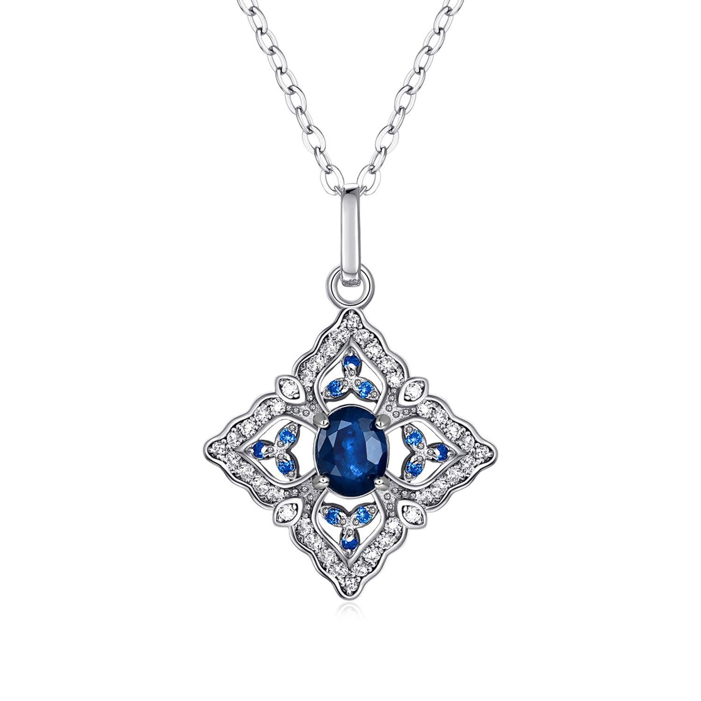 Midnight Sapphire Bloom Necklace