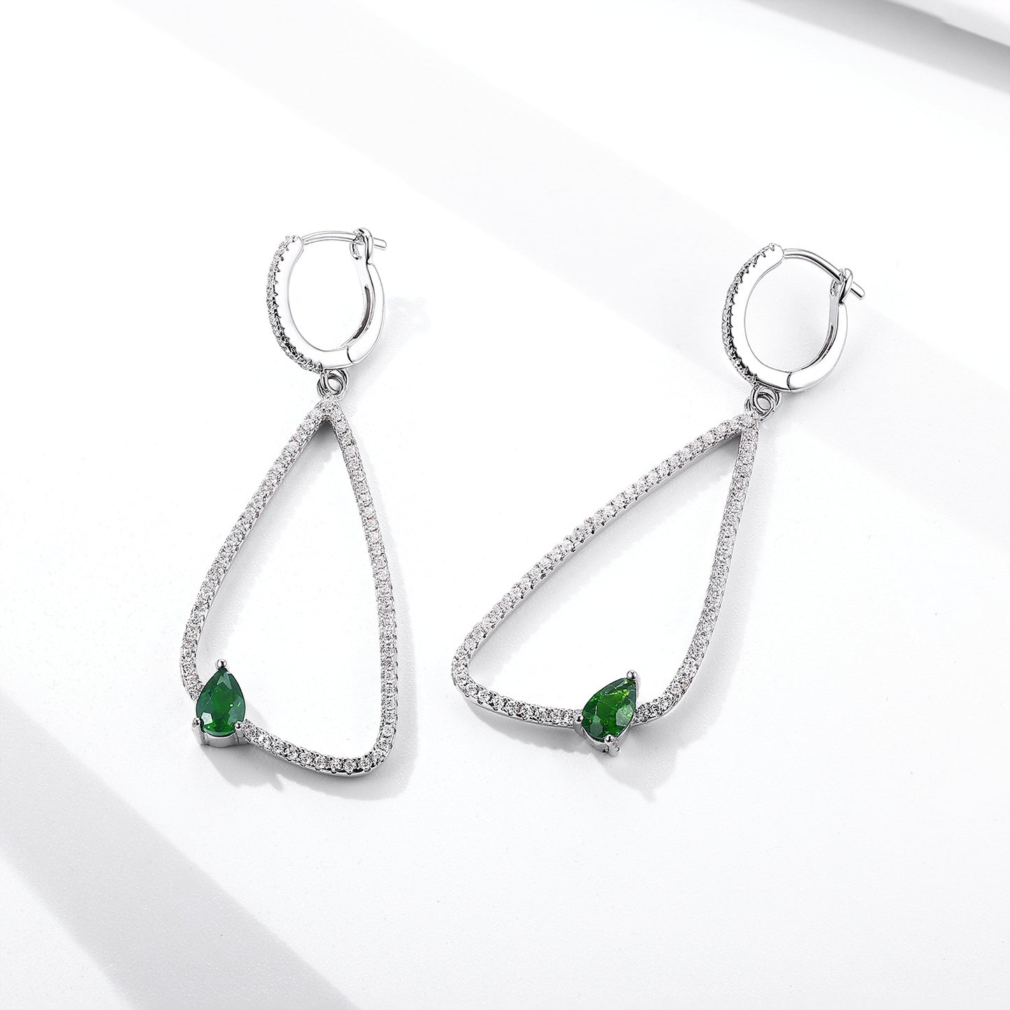 Geometry Inlaid Diopside Earrings