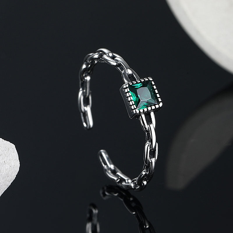 Square gem chain Ring