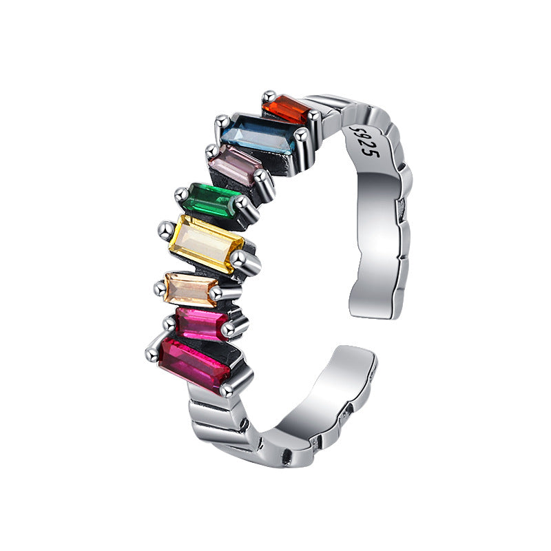 Irregular Inlay Colorful Ladder Ring