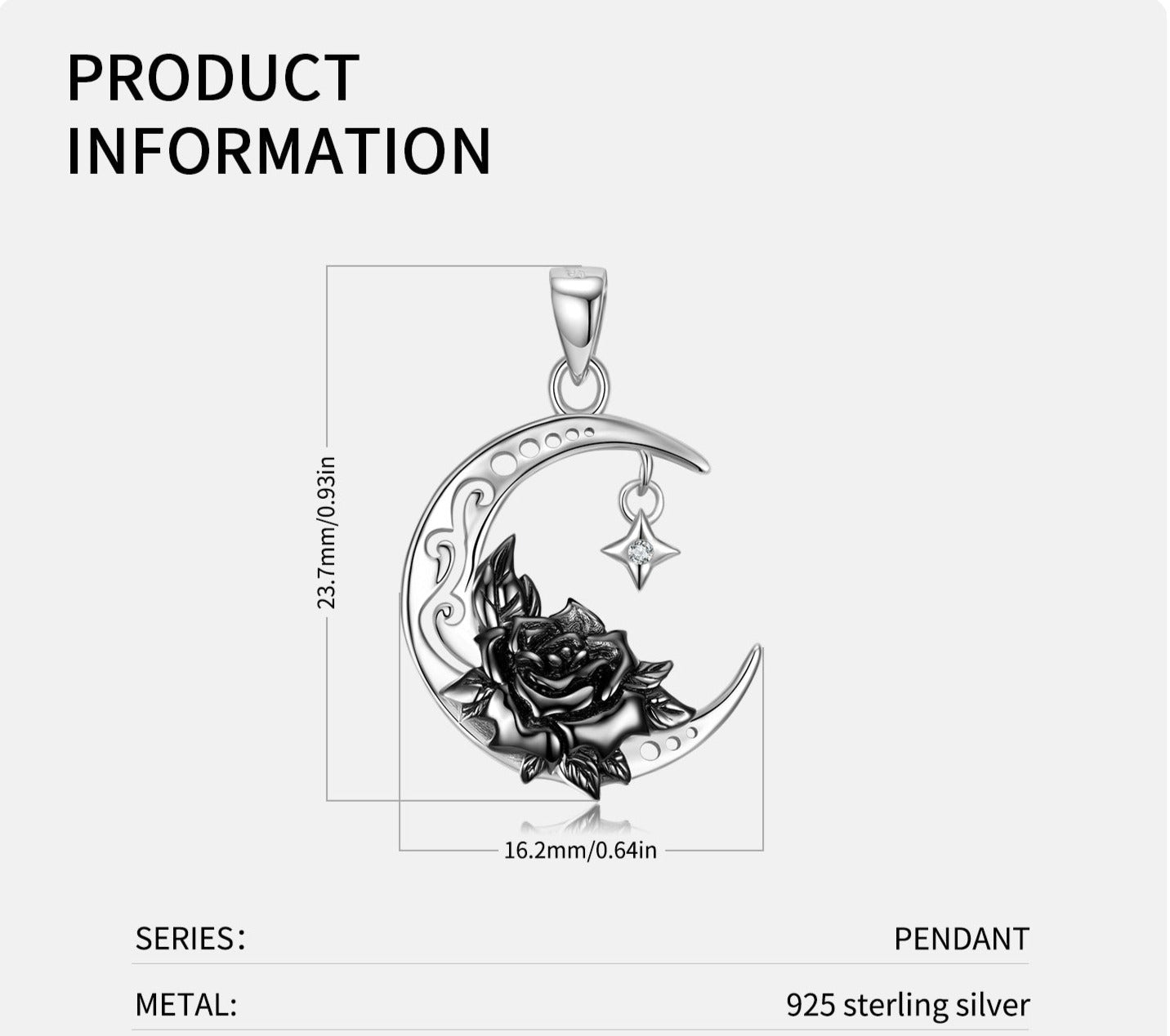 Black Water Lily And Crescent Necklace