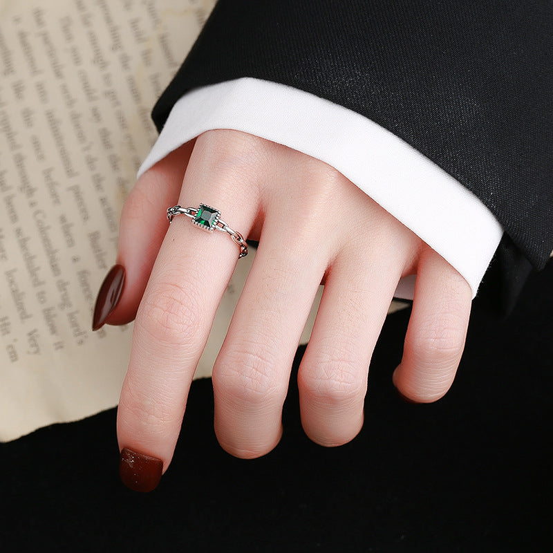 Square gem chain Ring