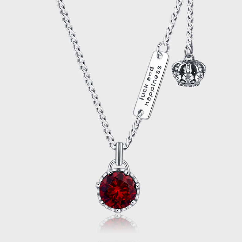 Retro Crown Jewel Plaque Necklace