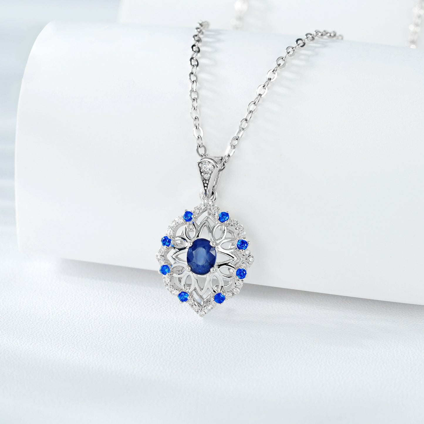 Sapphire Velvet Blossom Necklace