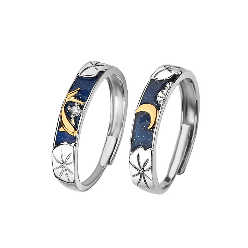 Lotus Pond Moonlight Couple Ring