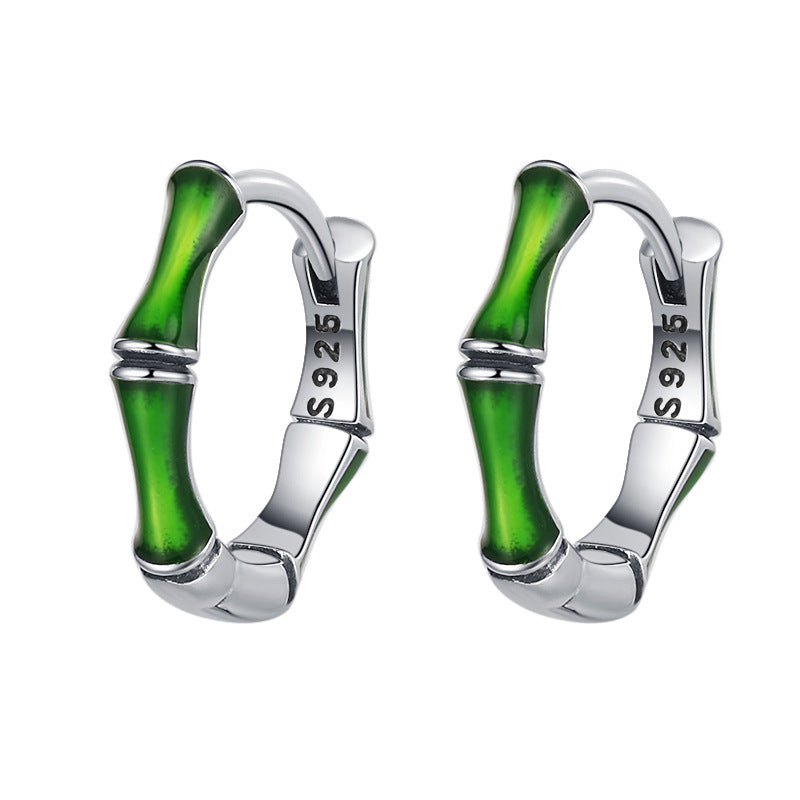Green Bamboo Earrings