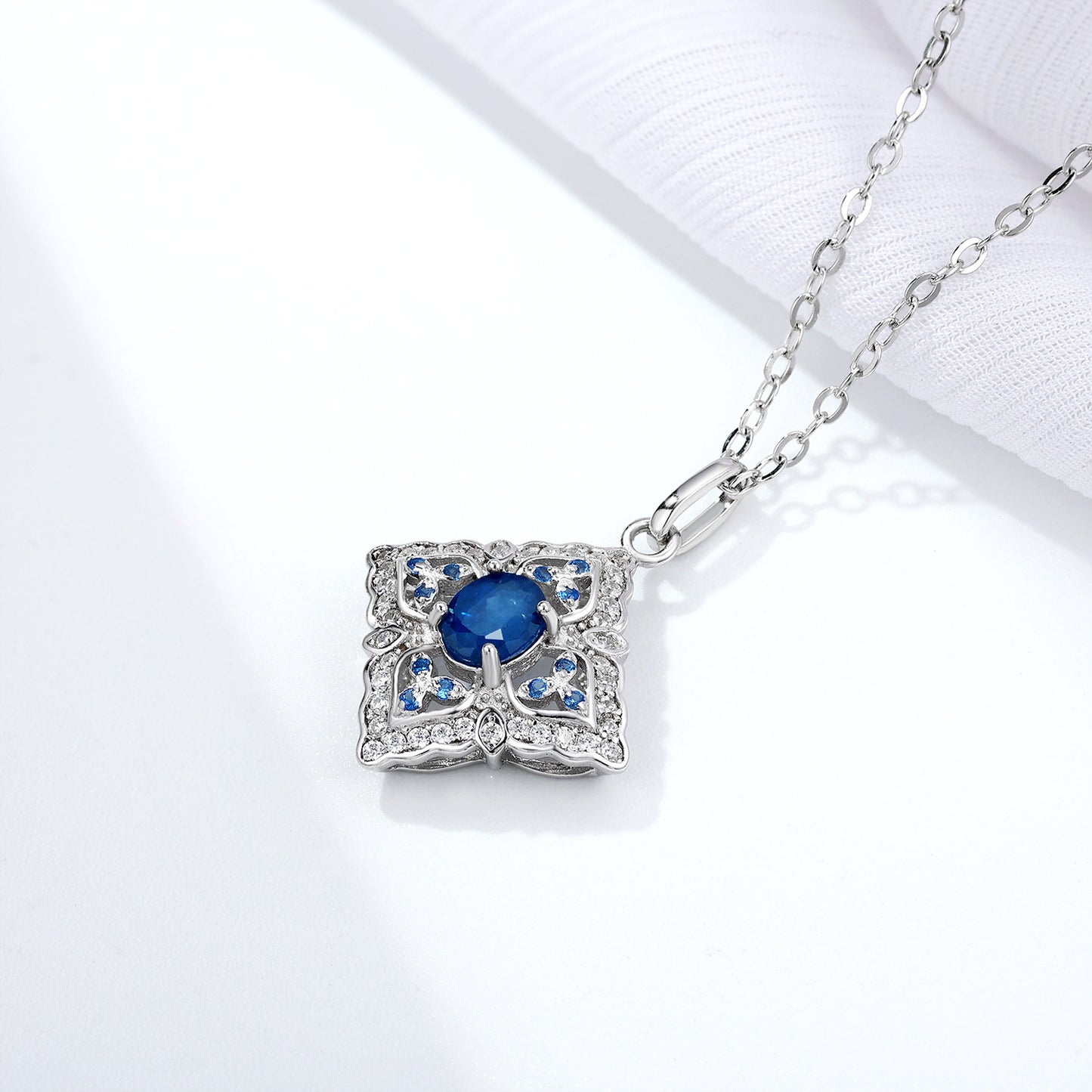 Midnight Sapphire Bloom Necklace