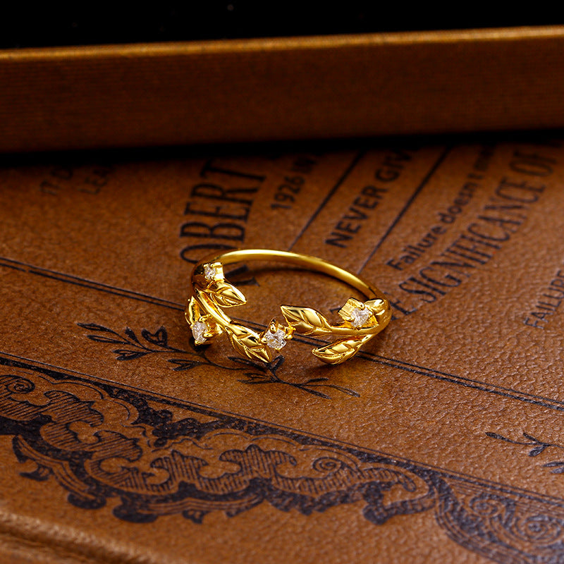 Hollow-out Leaf Ring