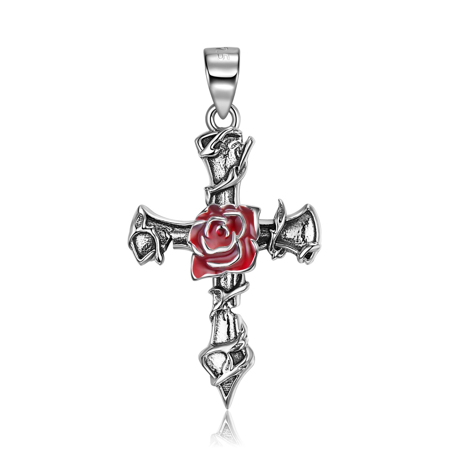 Thorn Rose Cross Necklace
