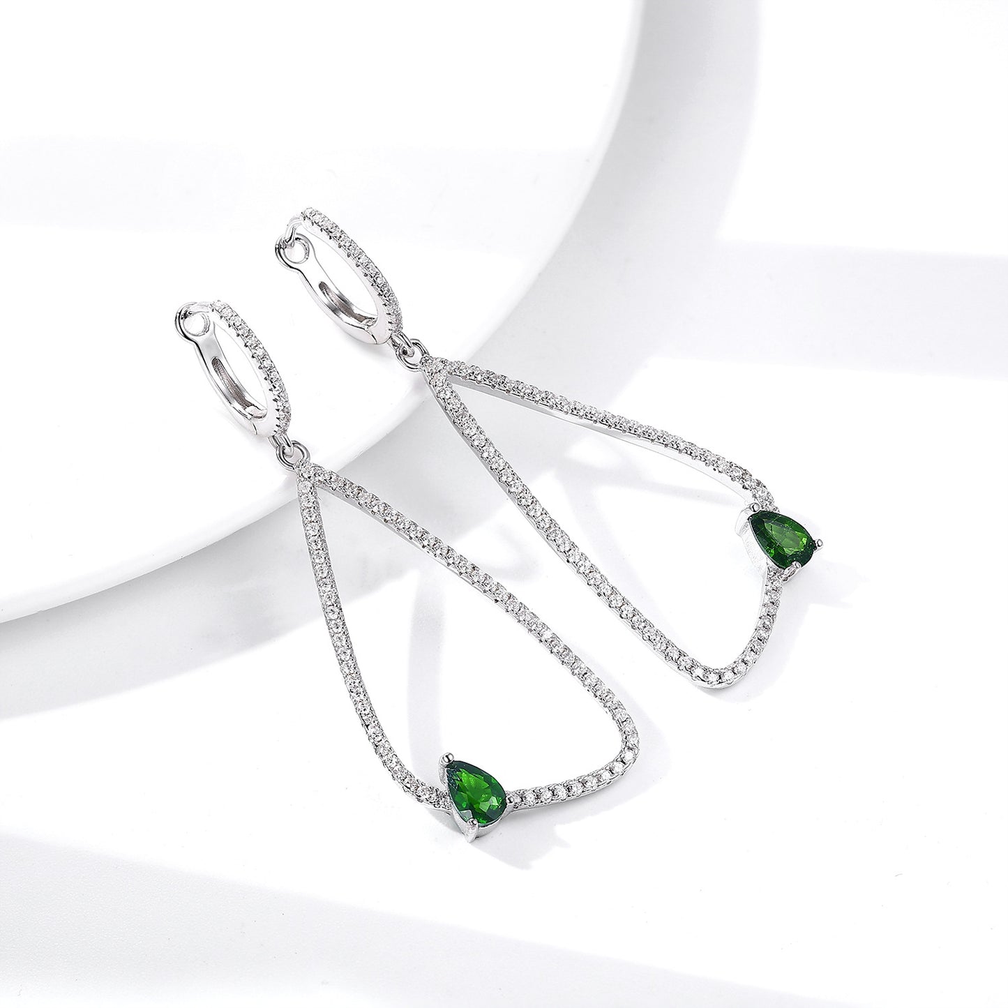 Geometry Inlaid Diopside Earrings