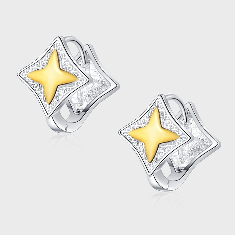 Tang Grass Bright Four-Point Star Earring