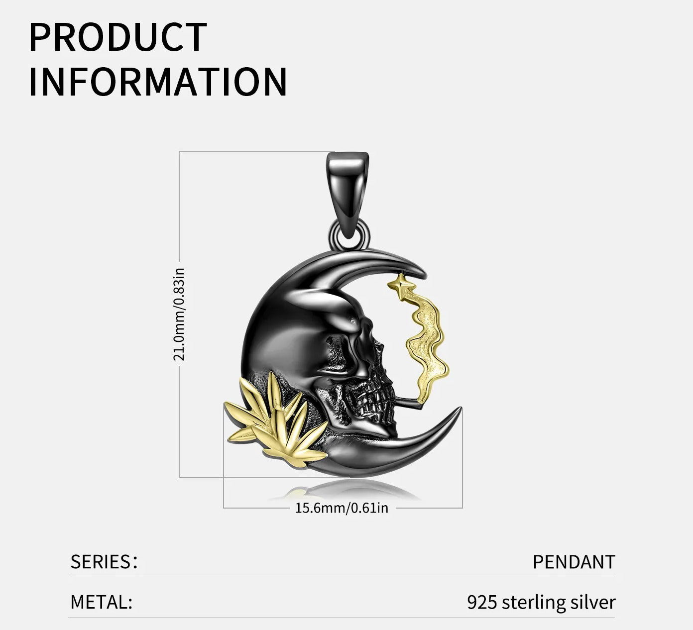 Dark Smoking Skull Halloween Necklace