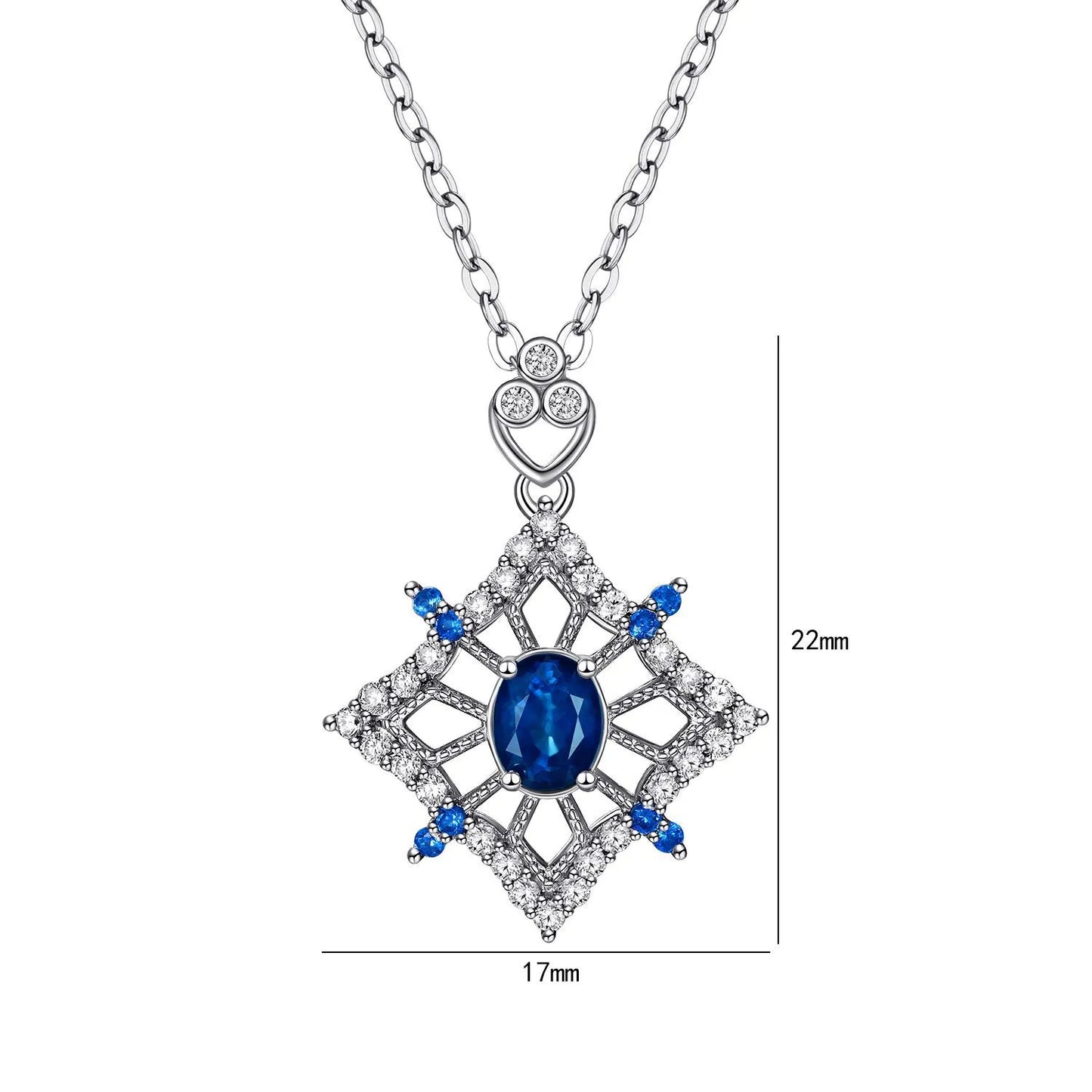 Hollow rhombus sapphire Necklace