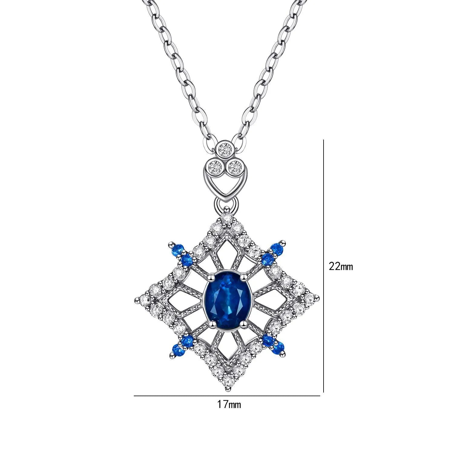 Hollow rhombus sapphire Necklace