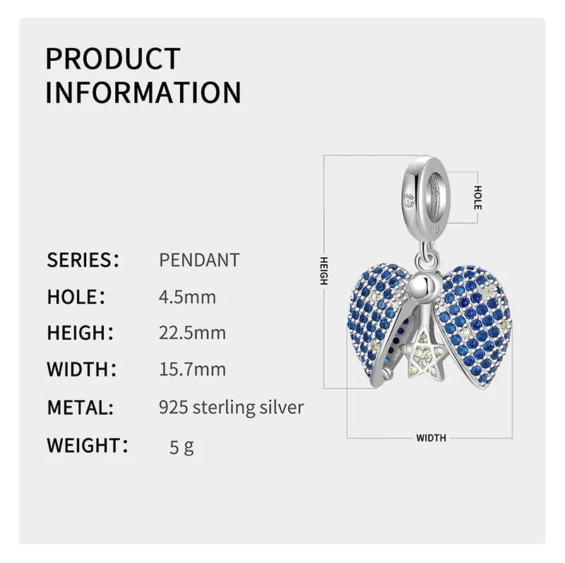 Blue Star Love Lock Pendant Bead