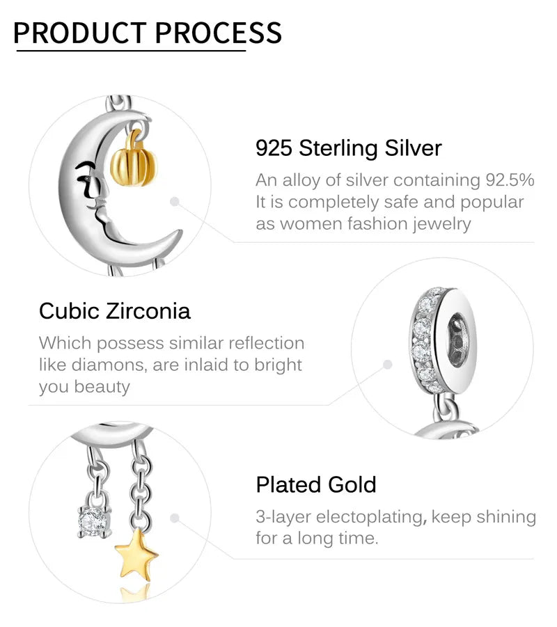 Moon Pumpkin Halloween Beads