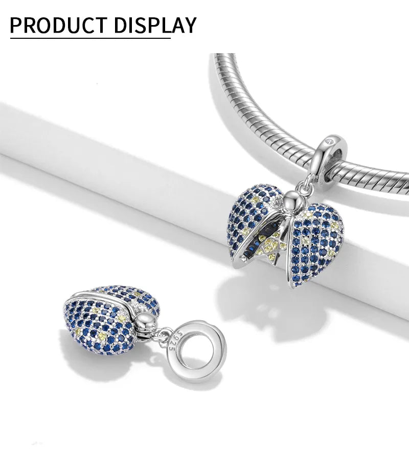 Blue Star Love Lock Pendant Bead