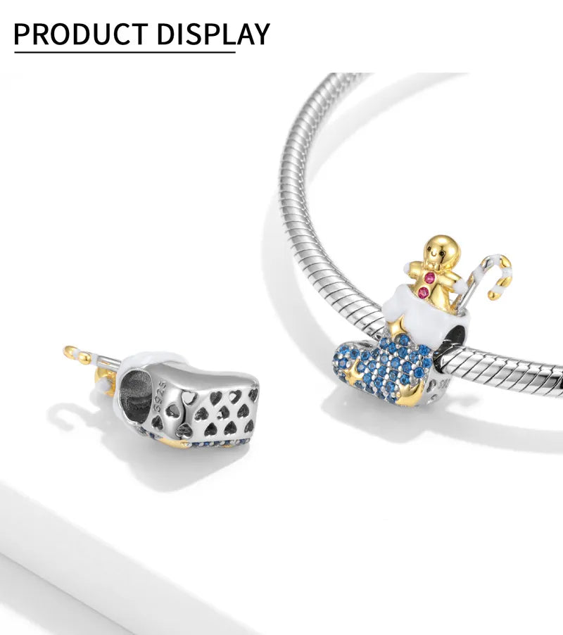 Blue Christmas Gift Socks Beads