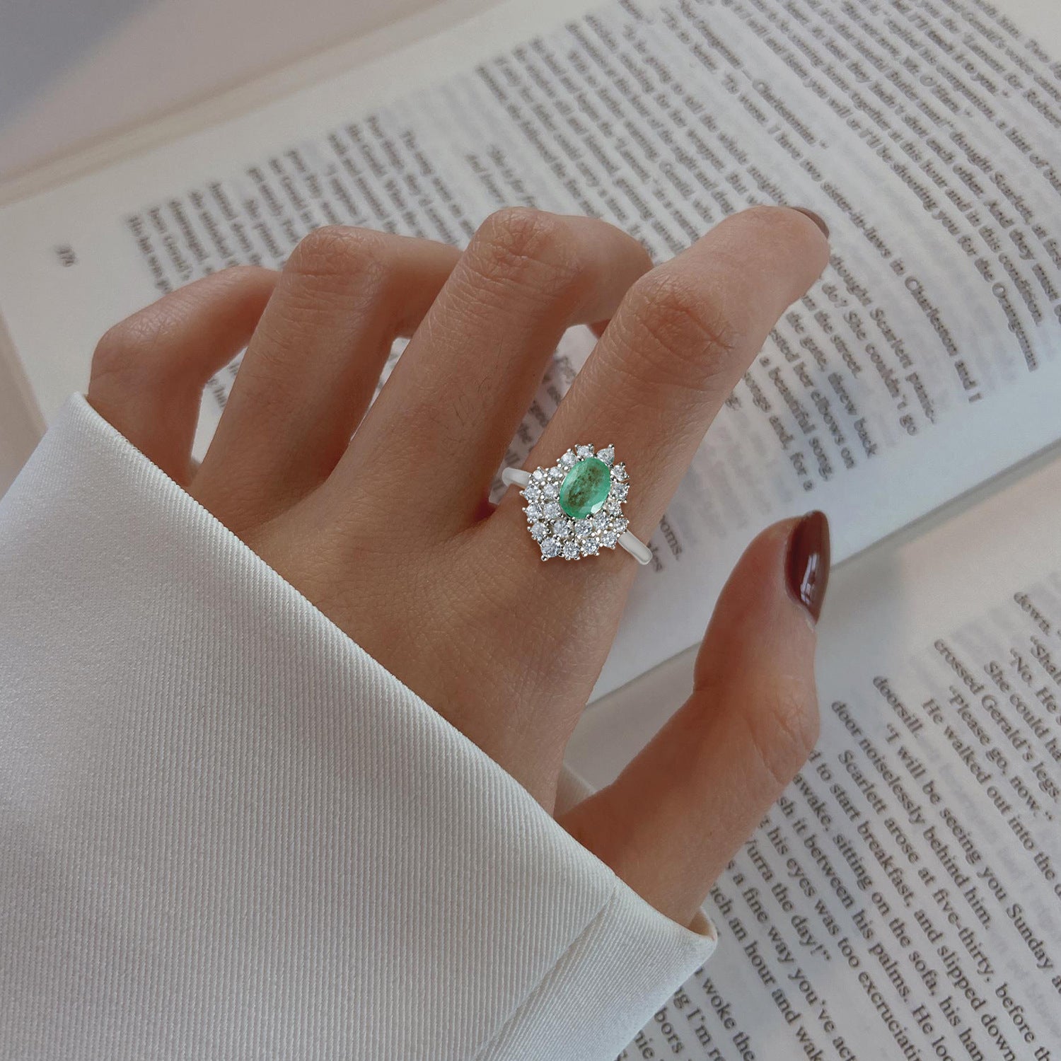 Emerald Halo Ring
