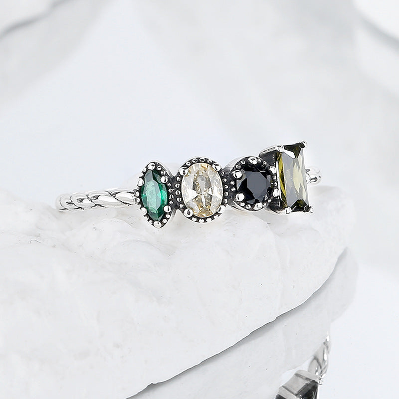 Twisted Rope Irregular Inlaid Ring