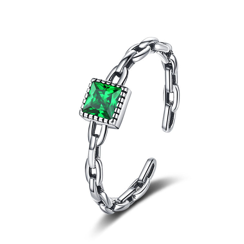 Square gem chain Ring