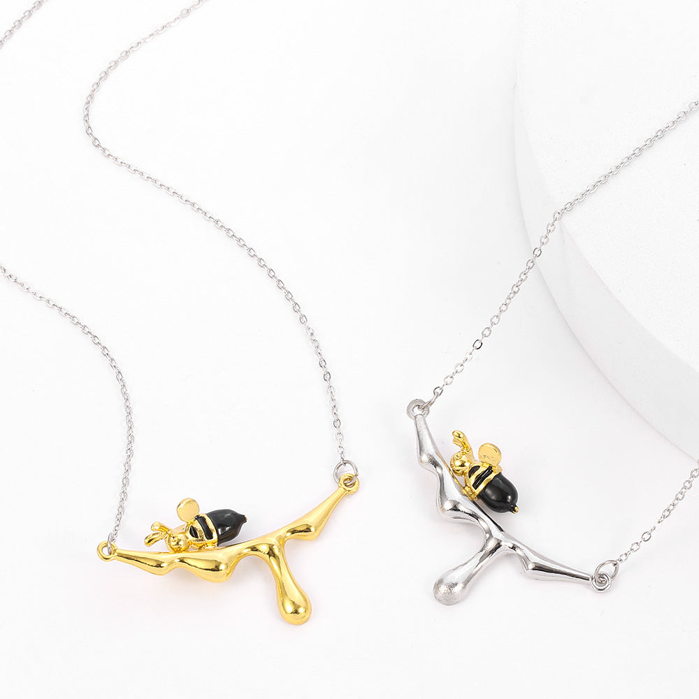 Bee and Dripping Honey Necklace