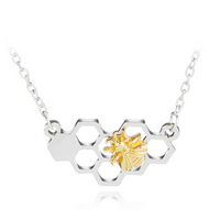 Honeycomb Heart Bee	Necklace