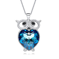 Cute Blue Owl Pendant Necklace